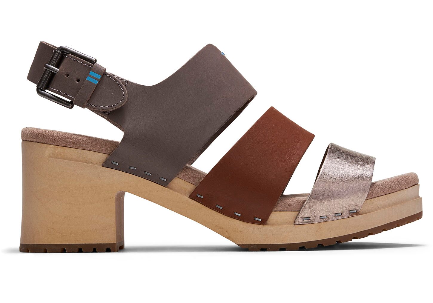 Toms Phoebe Clog Vegetable Tanned Leather Metallic Leather - Womens Sandals - Brown - NZ - 571908NUW